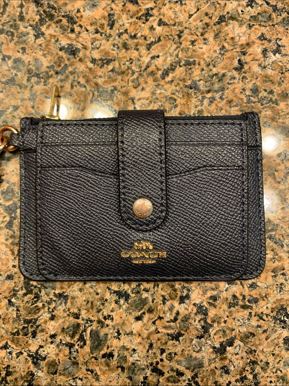 COACH Navy Zip Card Case / Wallet